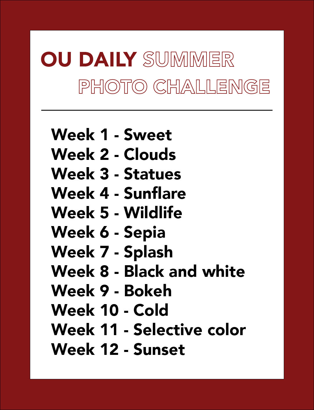OU Daily Summer Photo Challenge